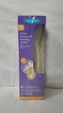 Lansinoh Glass Breastmilk Feeding Bottle with NaturalWave Nipple 8oz